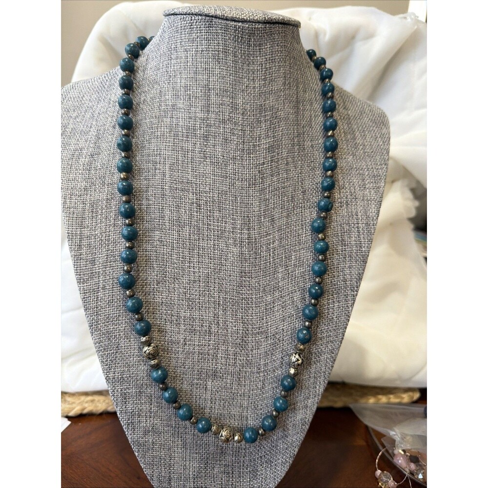 Native American Blue And Silver Color Beaded Necklace